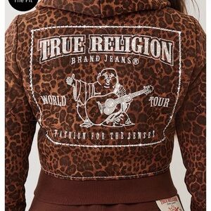 True Religion Brown Leopard Hoodie and pants set
